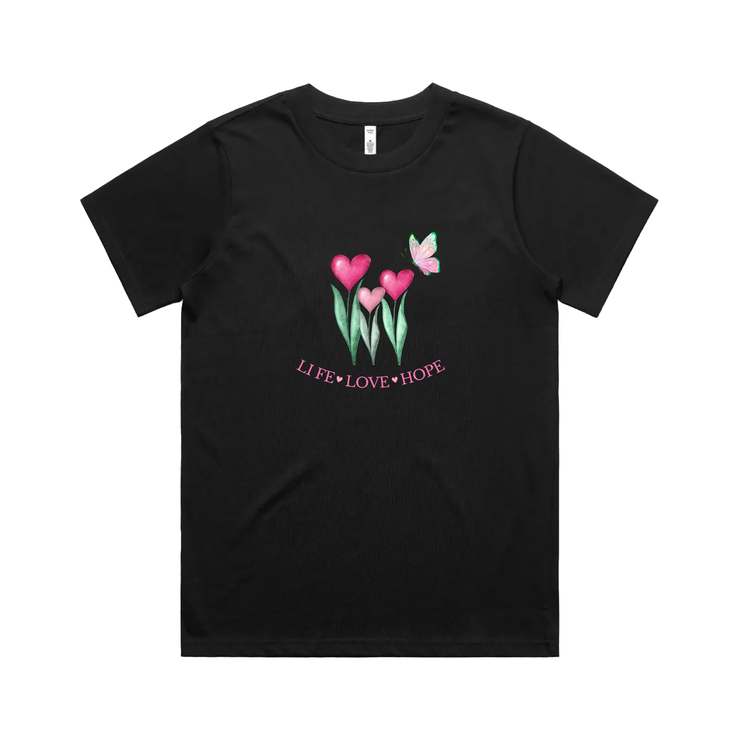 Black front flat lay