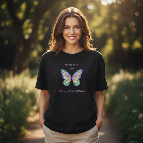 Beautiful Moments Butterfly Black Boyfriend Tee