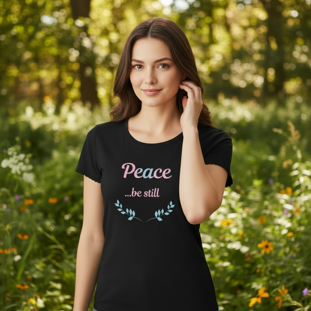 Black t-shirt relaxed outdoor lifestyle mockup