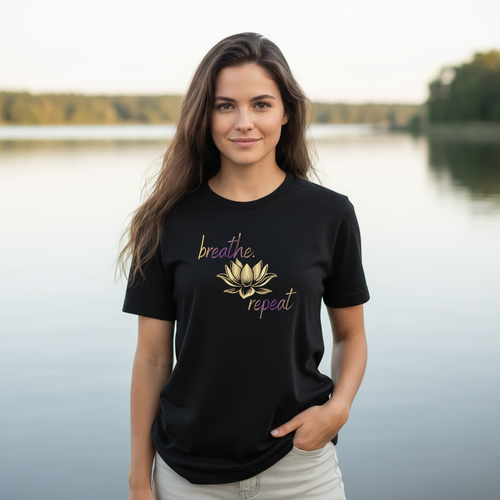 Black tee - loose hair, natural pose