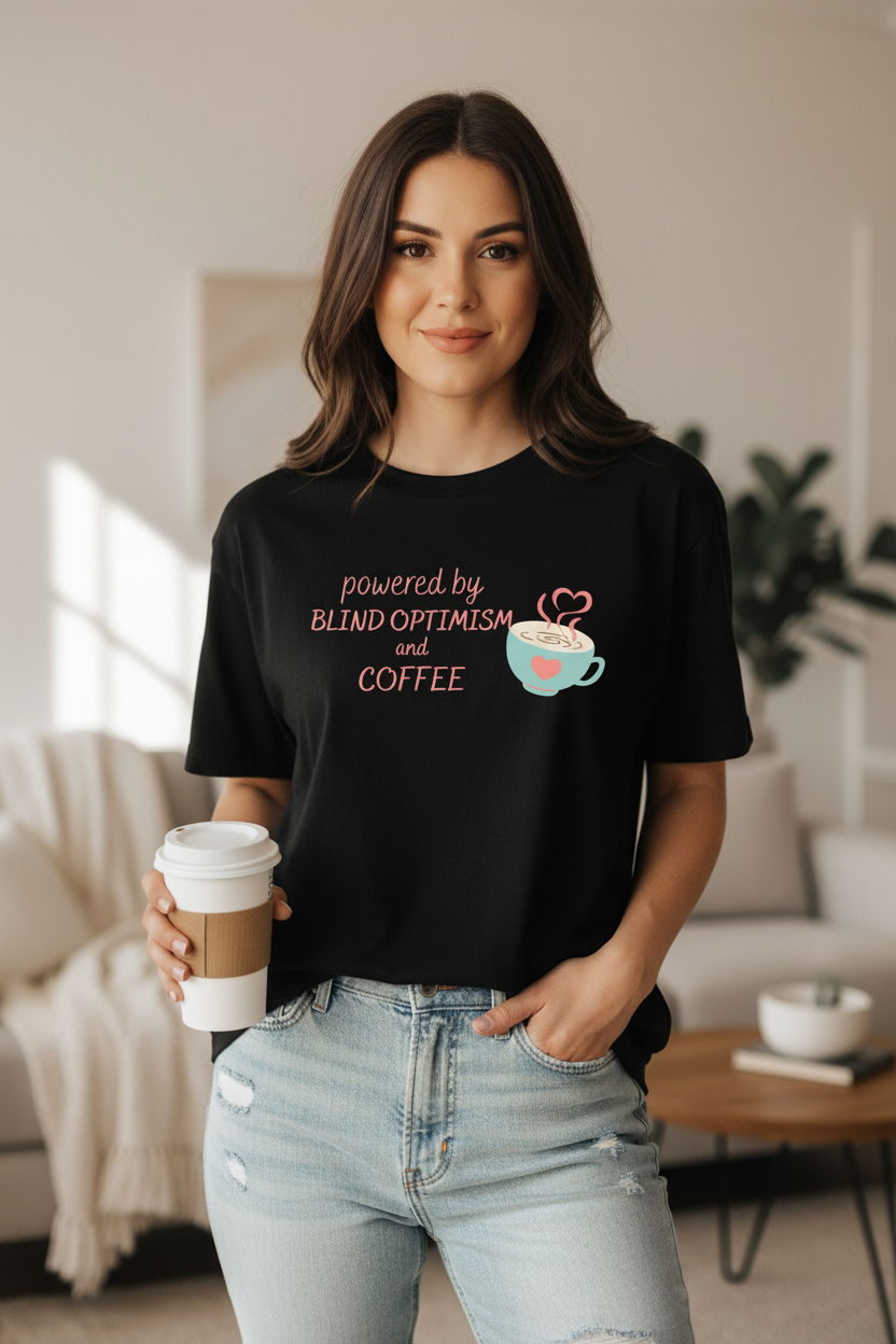 Blind Optimism and Coffee Tee – Exact Design Mockup