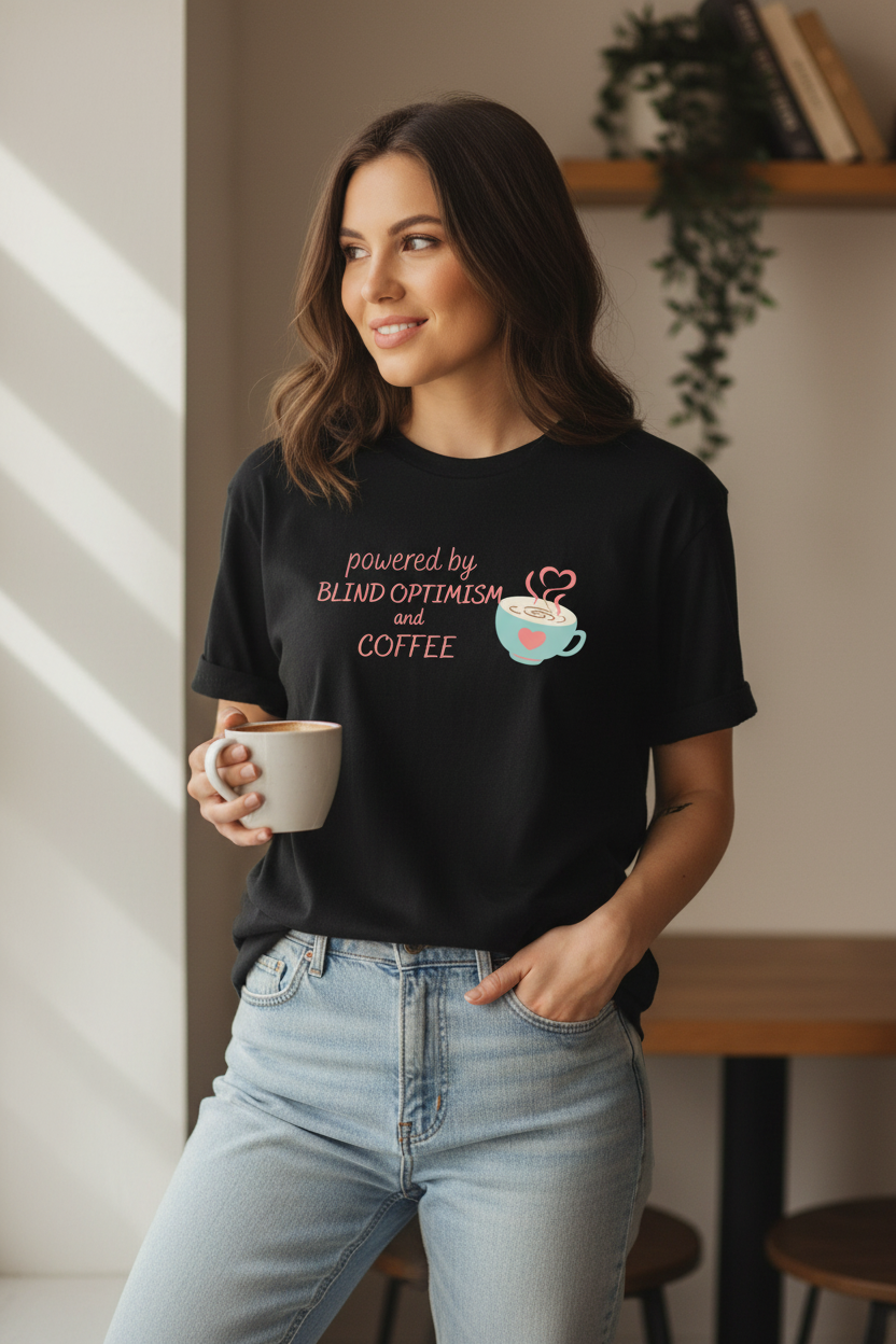 Blind Optimism and Coffee Tee – Relaxed Oversized Fit Mockup