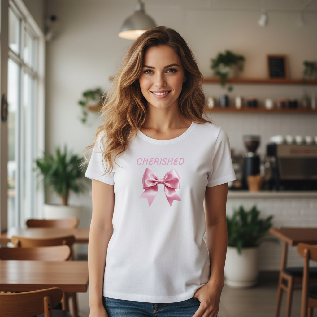 CHERISHED cafe lifestyle mockup - crew neck