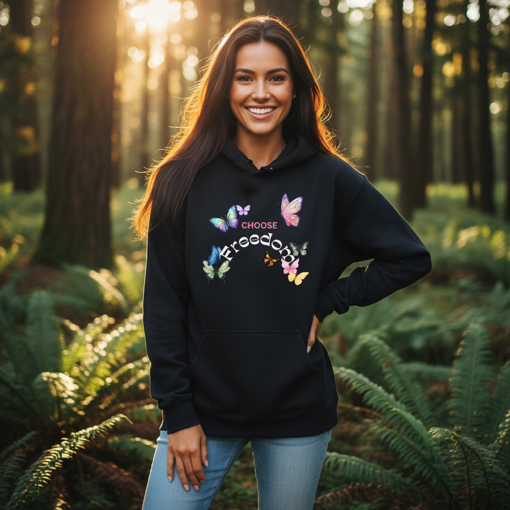 Choose Freedom Black Forest Hoodie Loose Mockup