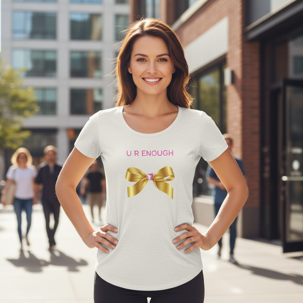 Womens scoop neck curve hem tee