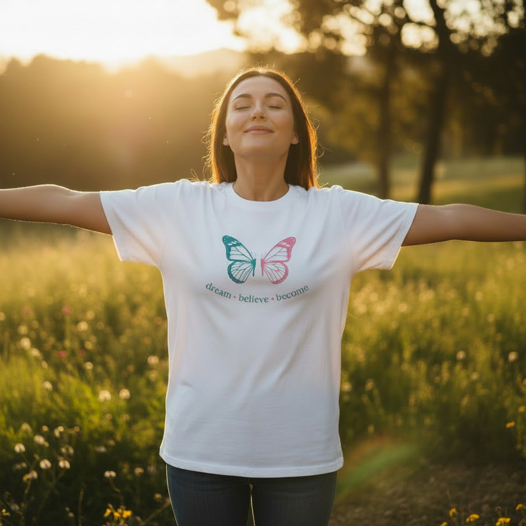 Dream Believe Become - White Tee Smiling