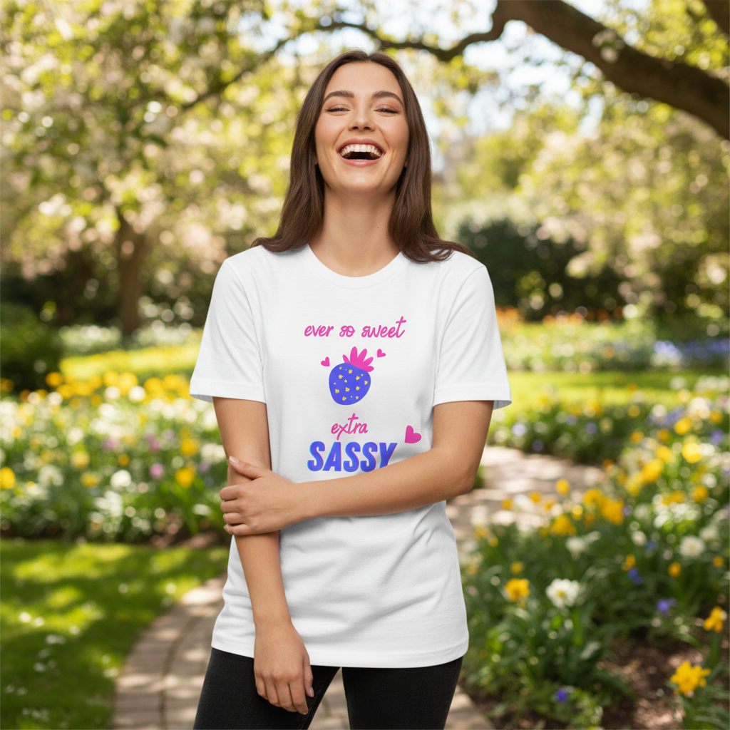 Ever so Sweet white tee natural setting mockup