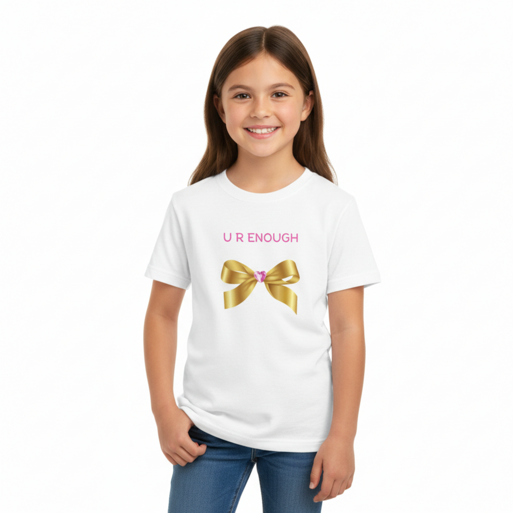 Girl wearing U R ENOUGH tee