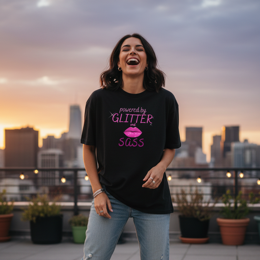 Glitter and Sass - Boyfriend Tee Rooftop