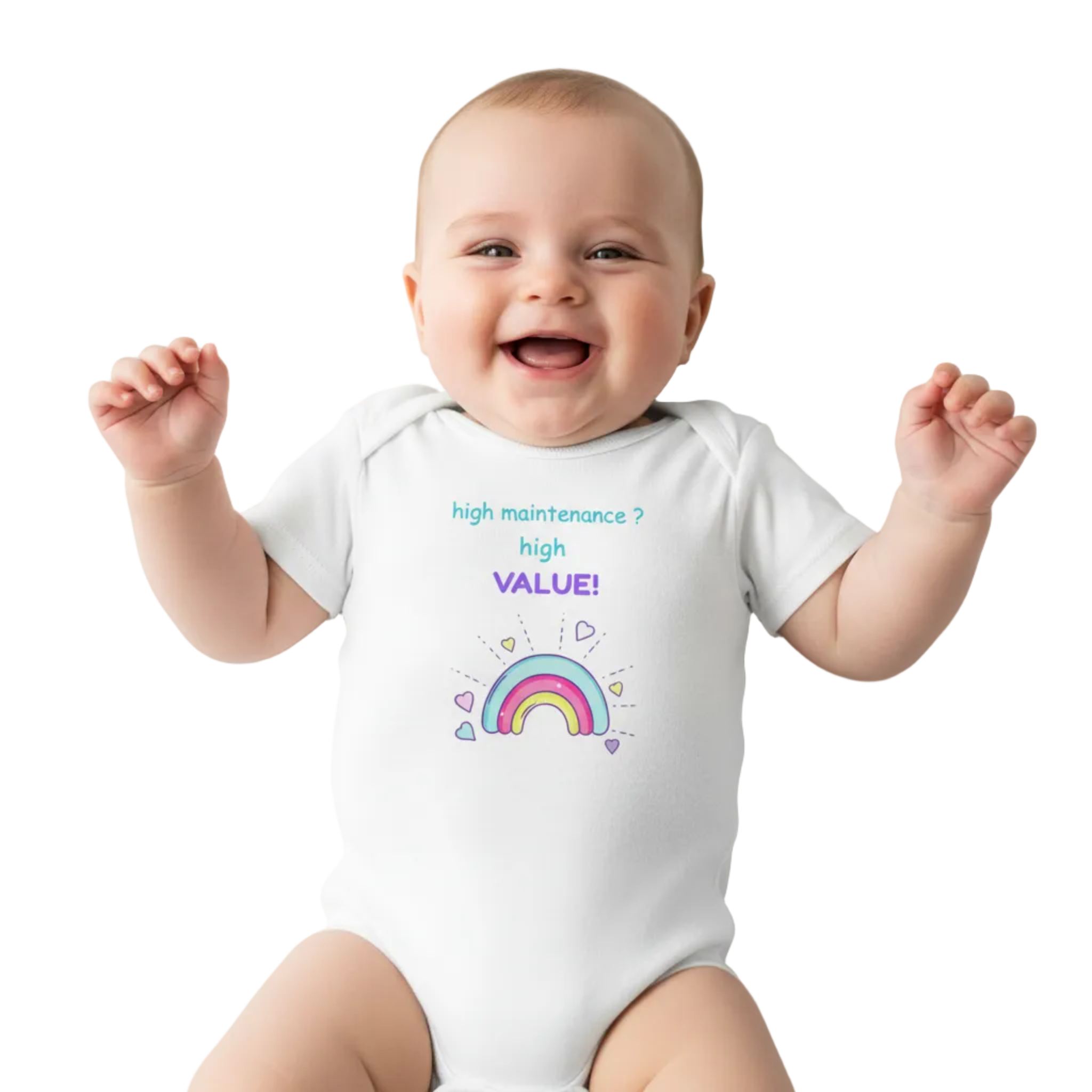 Happy baby wearing onesie - square format