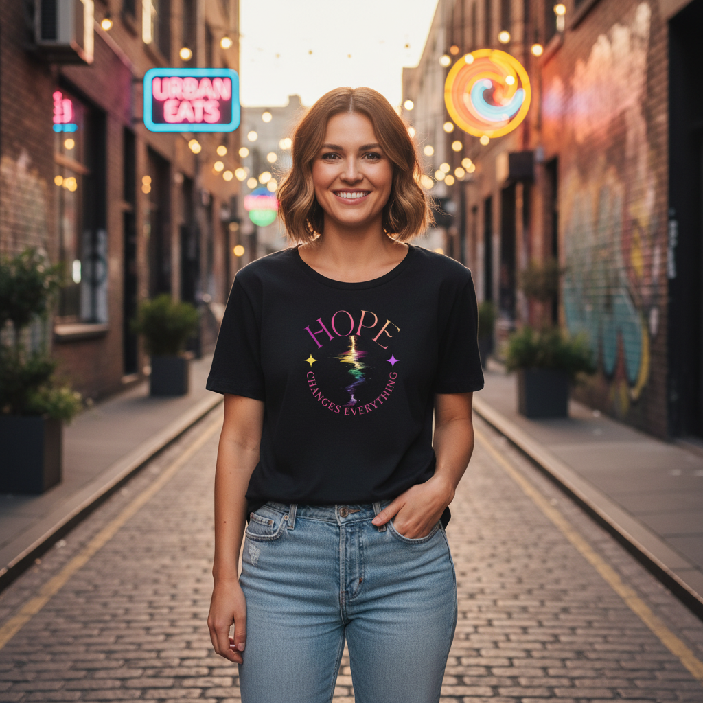 Hope Changes Everything – Black Tee Mockup