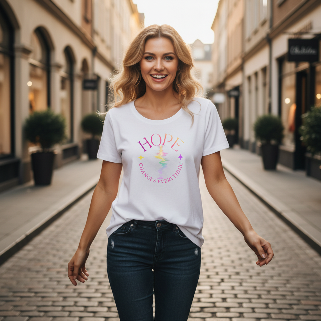Hope Changes Everything – White Tee Larger Graphic