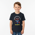 Kid wearing Superheroes Have Big Hearts tee