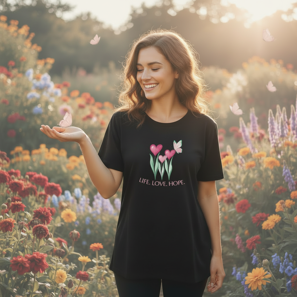 Life. Love. Hope. Clear Pastel Garden Mockup