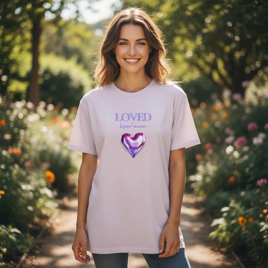 LOVED Beyond Measure Orchid Tee Relaxed Smaller Design Mockup