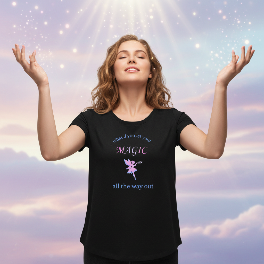 Magic Fairy Black Tee Looking Up Ethereal Mockup