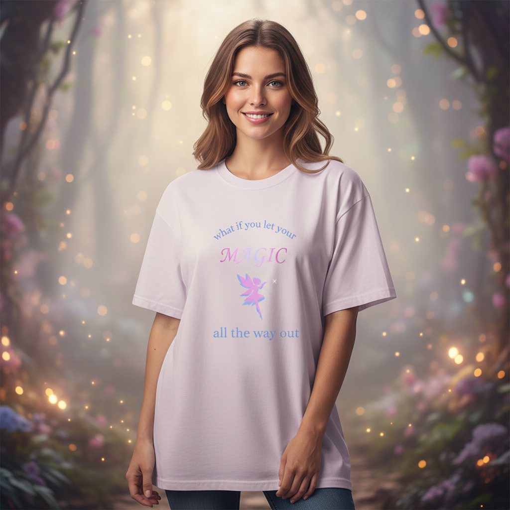 Magic Fairy Orchid Tee Relaxed Boyfriend Fit Mockup