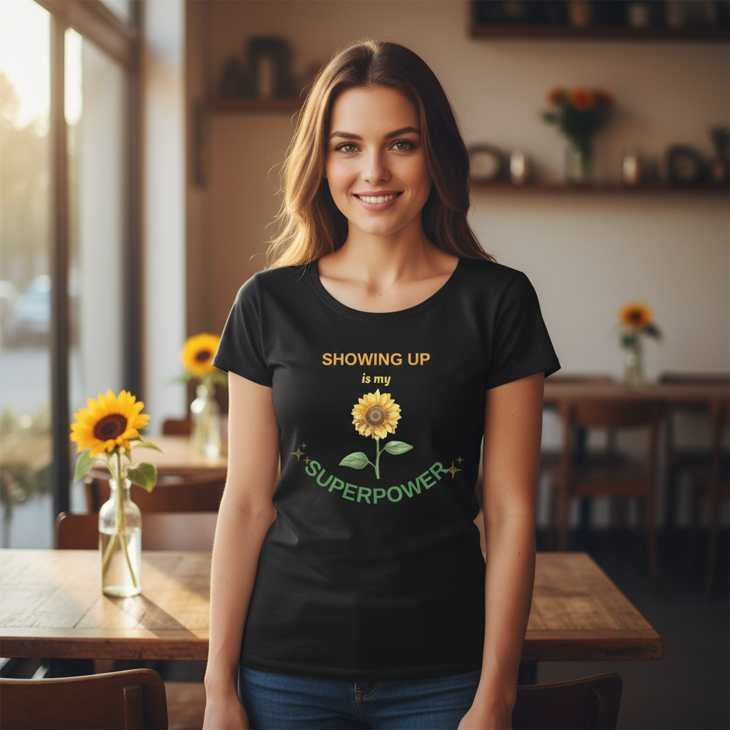 Natural authentic pose with perfect fit tee