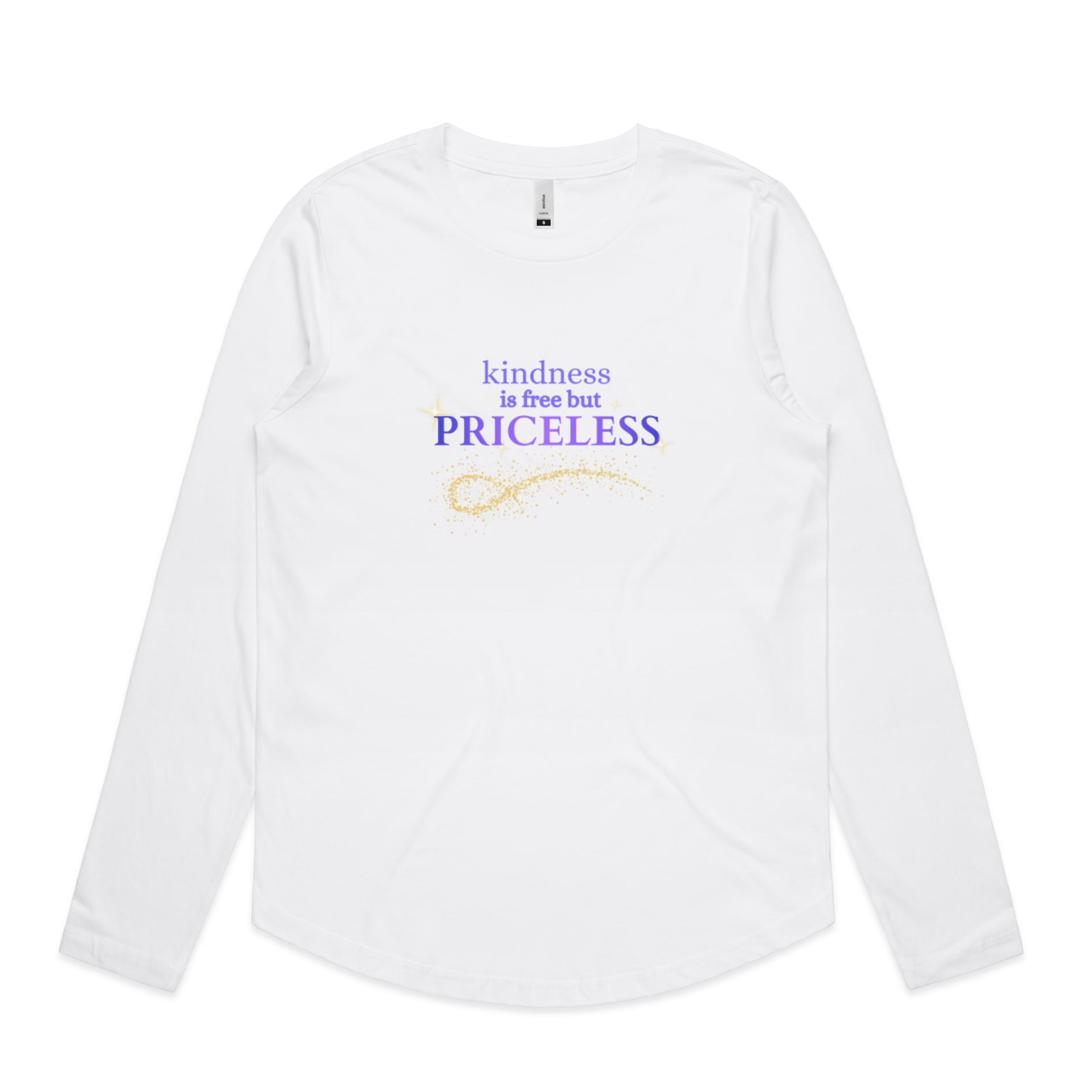 Priceless womens curve hem long sleeve tee