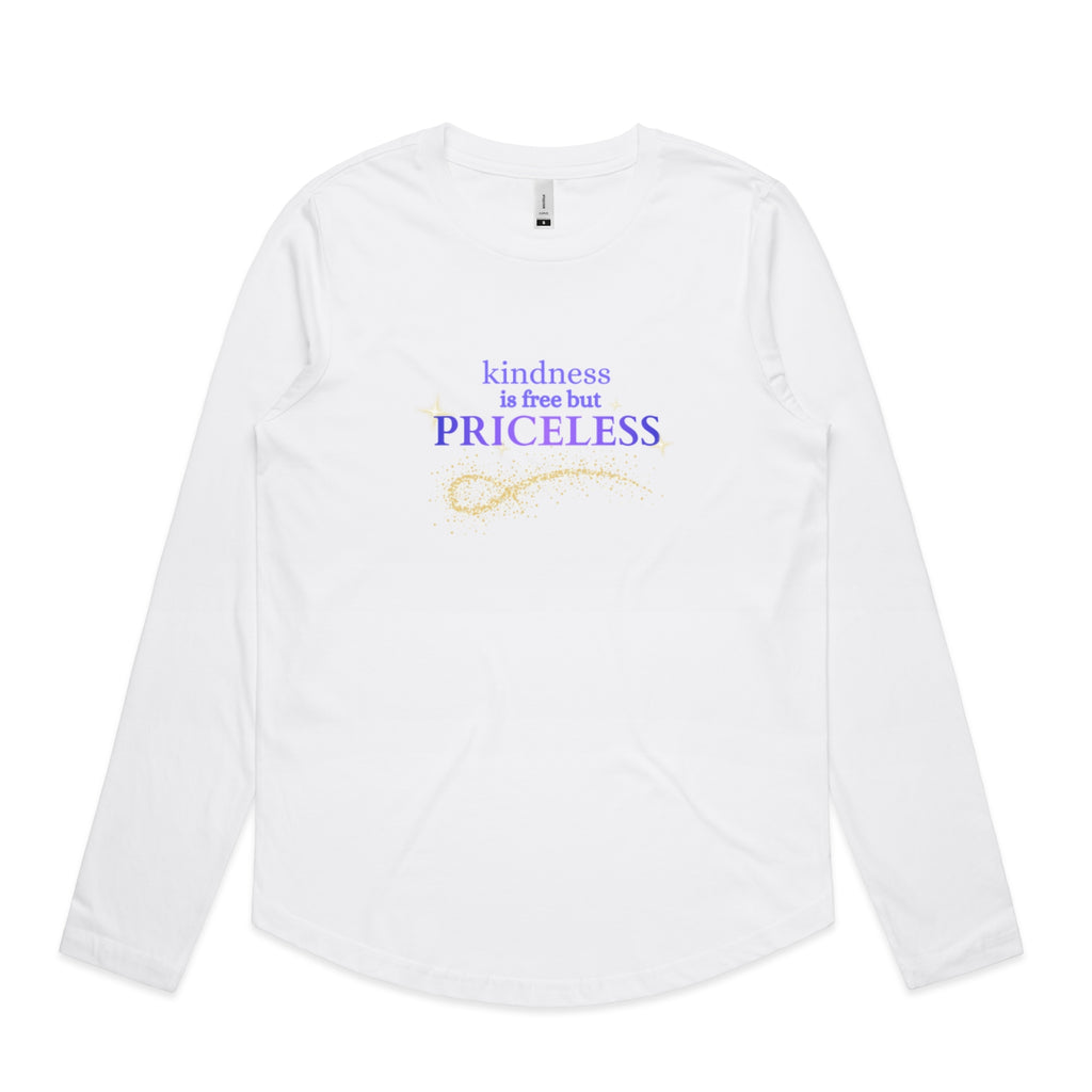 Priceless womens curve hem long sleeve tee