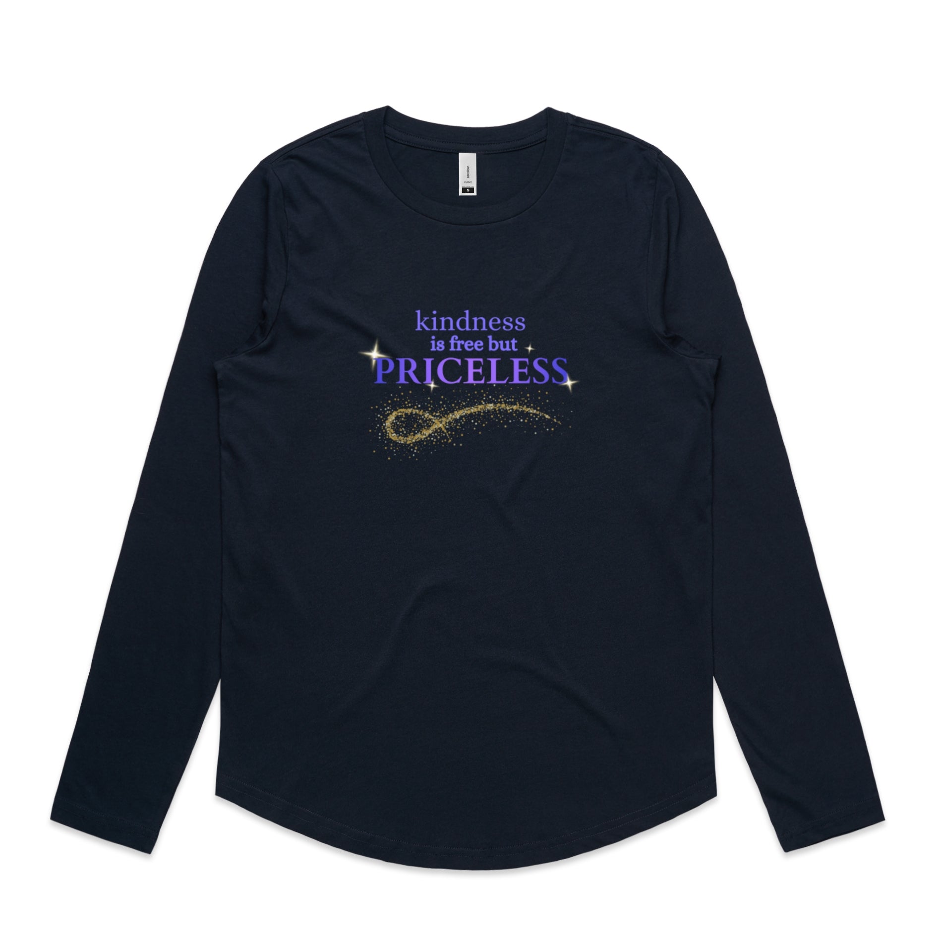 Priceless womens curve hem long sleeve tee