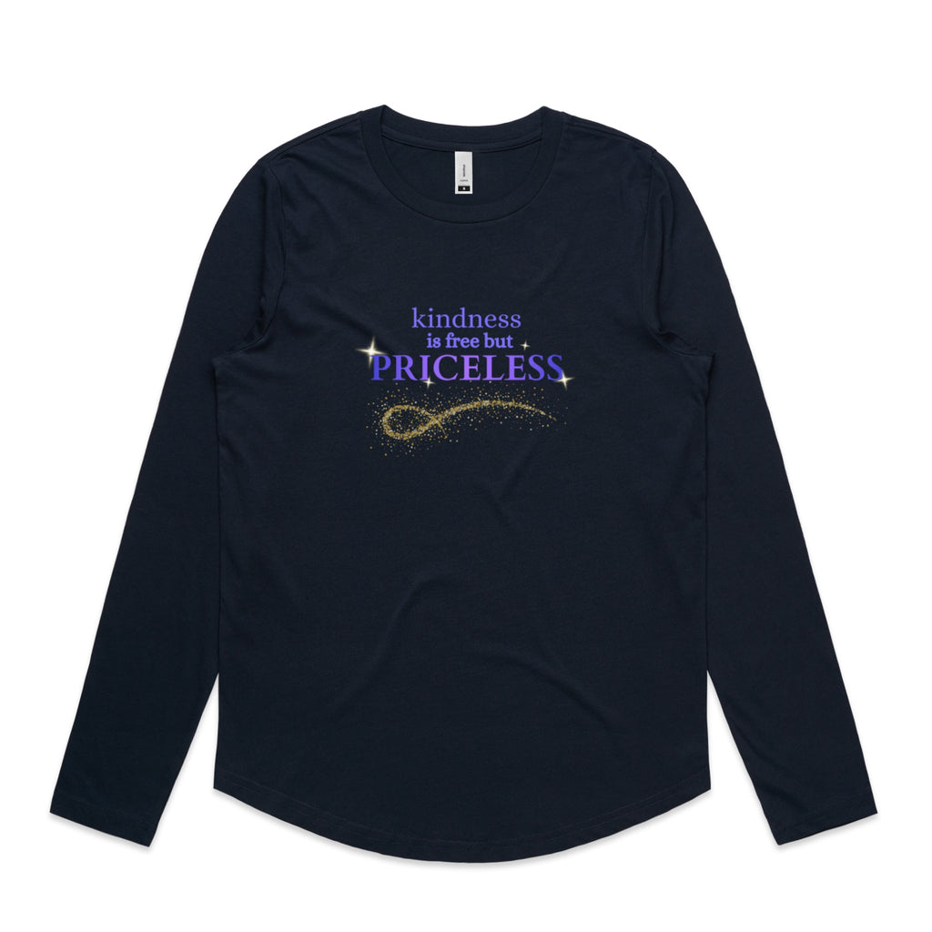 Priceless womens curve hem long sleeve tee