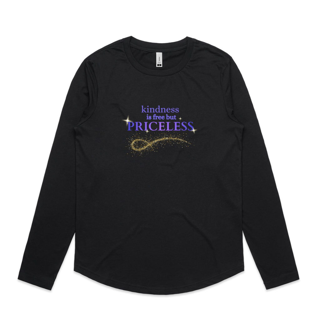 Priceless womens curve hem long sleeve tee