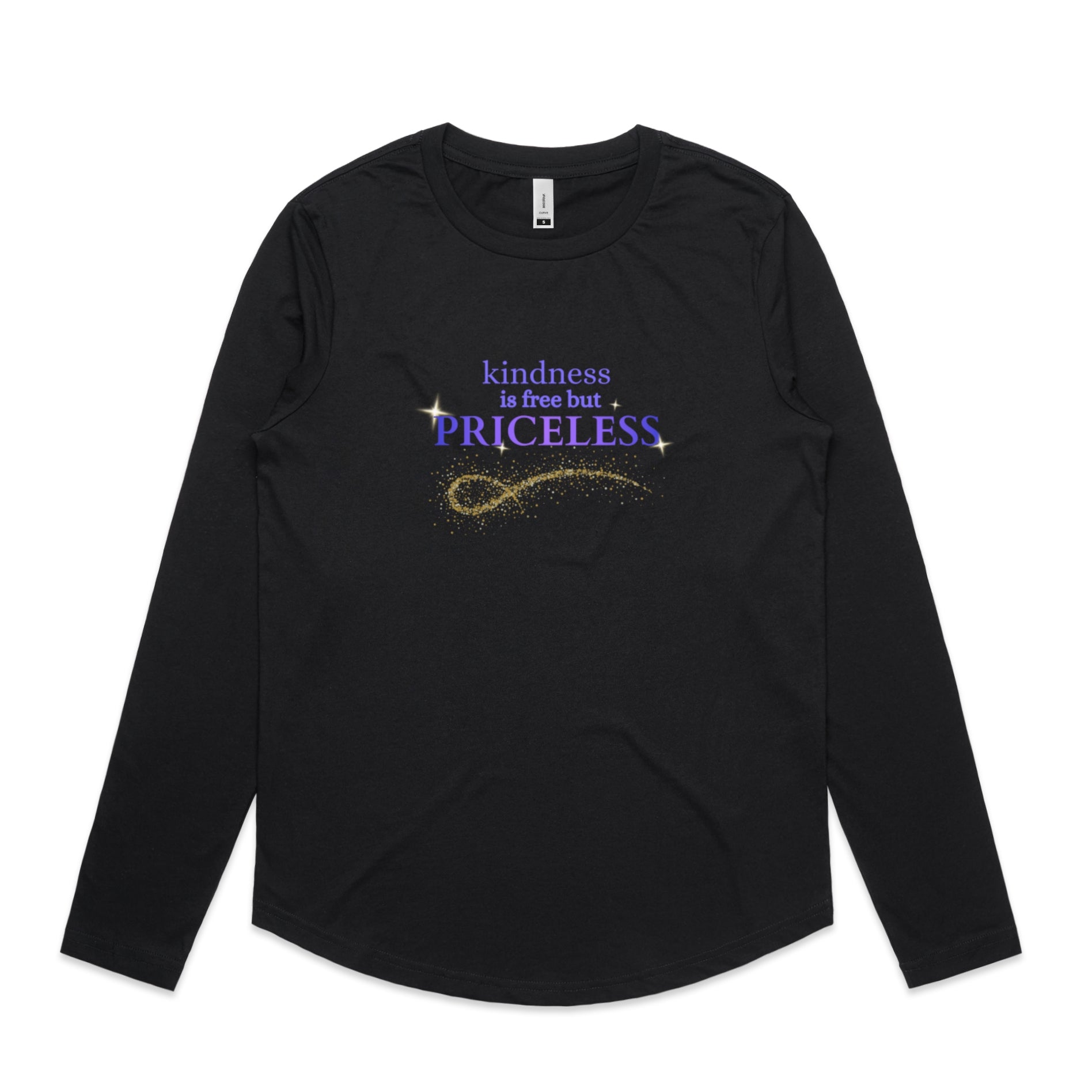 Priceless womens curve hem long sleeve tee