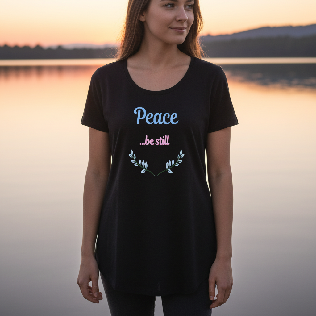 Womens scoop neck curve hem tee