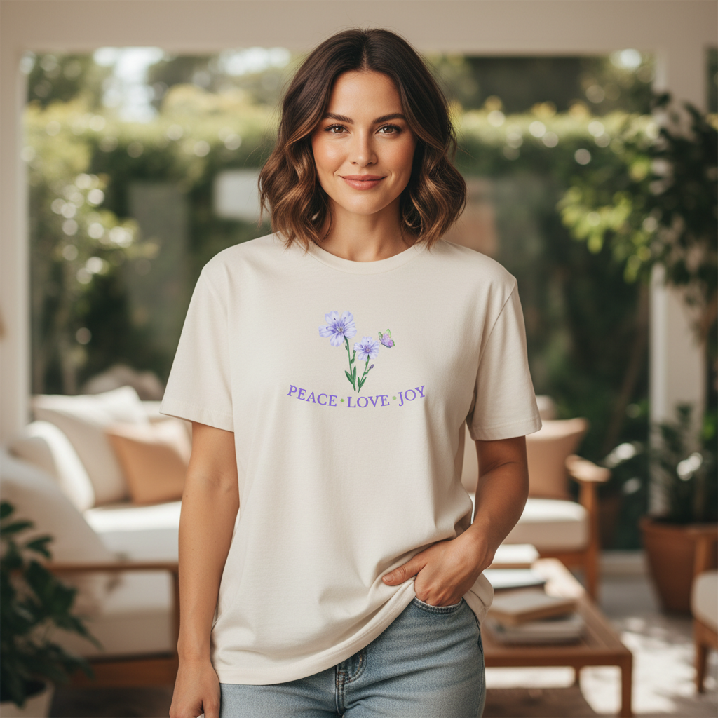 Peace Love Joy Tee – Ecru