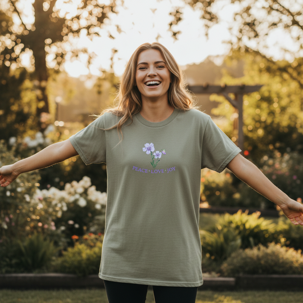 Peace Love Joy Tee – Eucalyptus