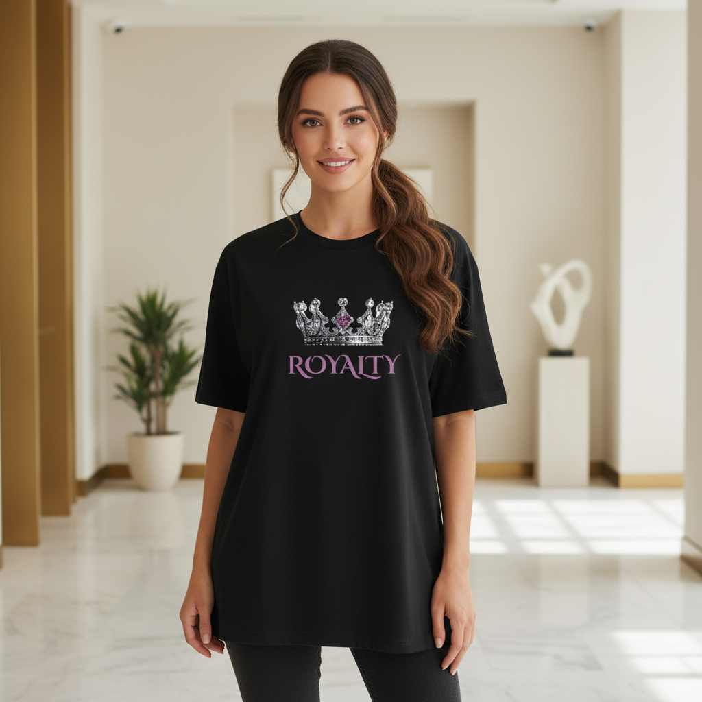 Royalty Black Tee Ponytail Clean Background Mockup