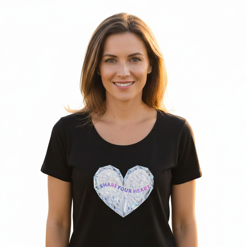 Share Your Heart tee with white background