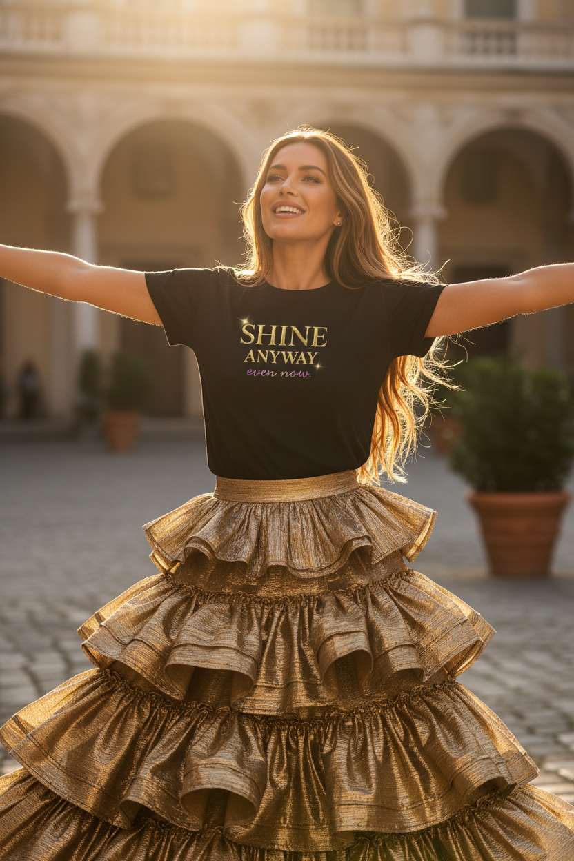 Shine Anyway - Close Crop Gold Ruffle Skirt