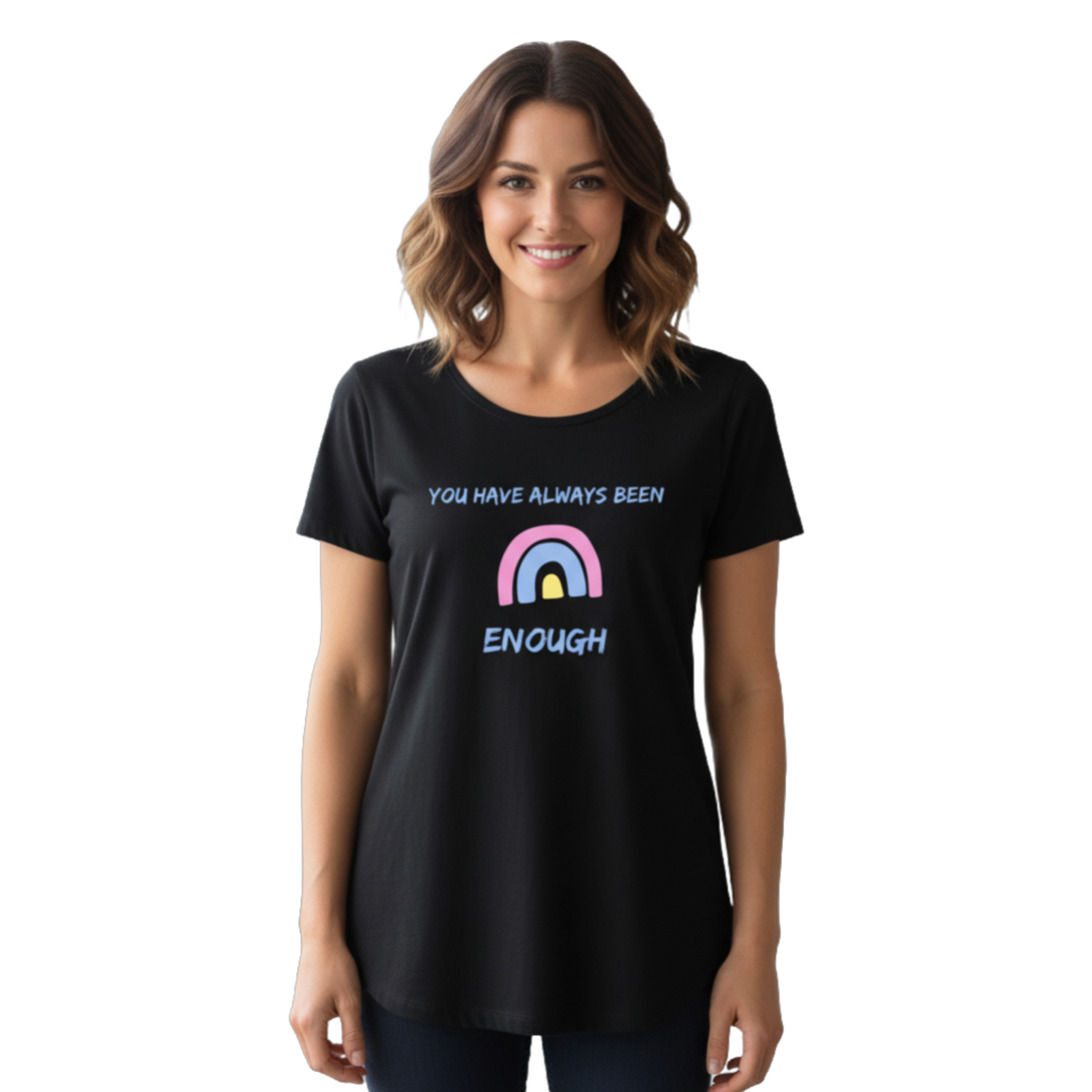 Women's scoop neck curve hem tee