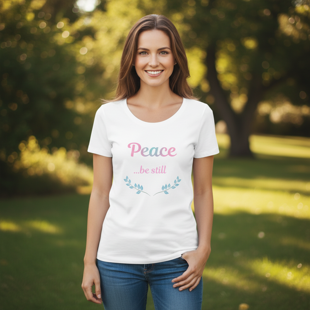 White t-shirt natural relaxed lifestyle mockup