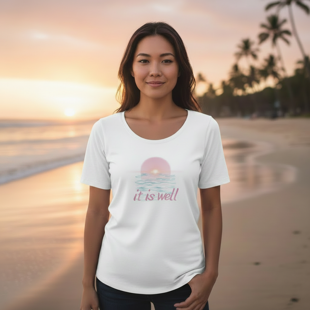 White Tee Asian Model Eyes Open