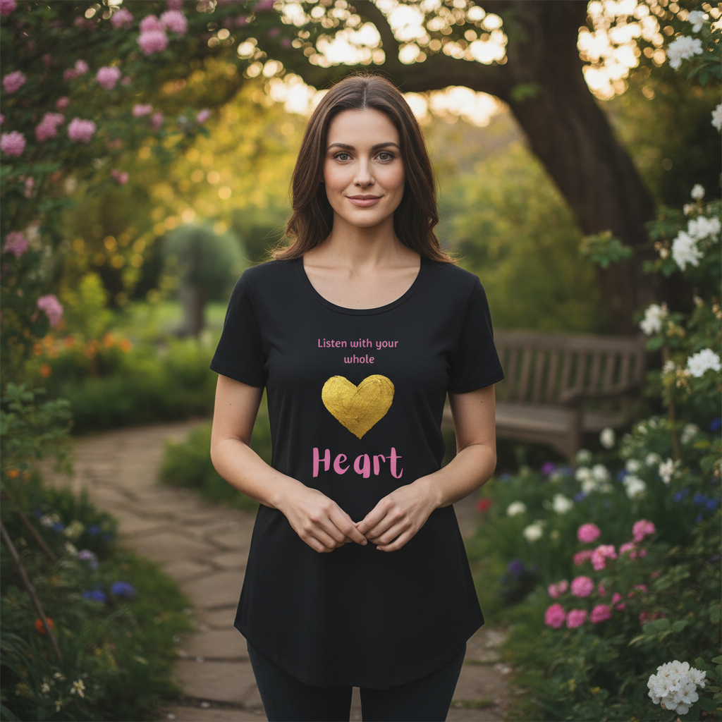 Womens scoop neck curve hem tee