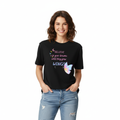 Woman wearing boyfriend-style Believe in your dreams tee