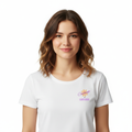 Woman wearing Courage is CONTAGIOUS tee - full head visible