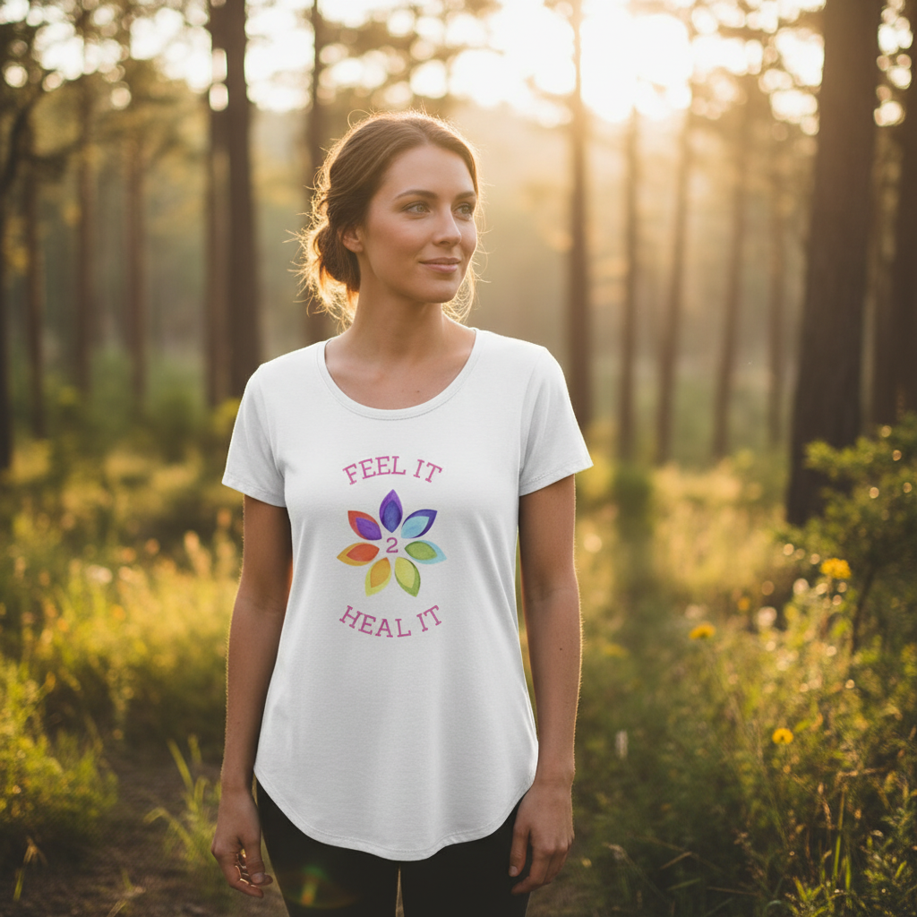 Womens scoop neck curve hem tee