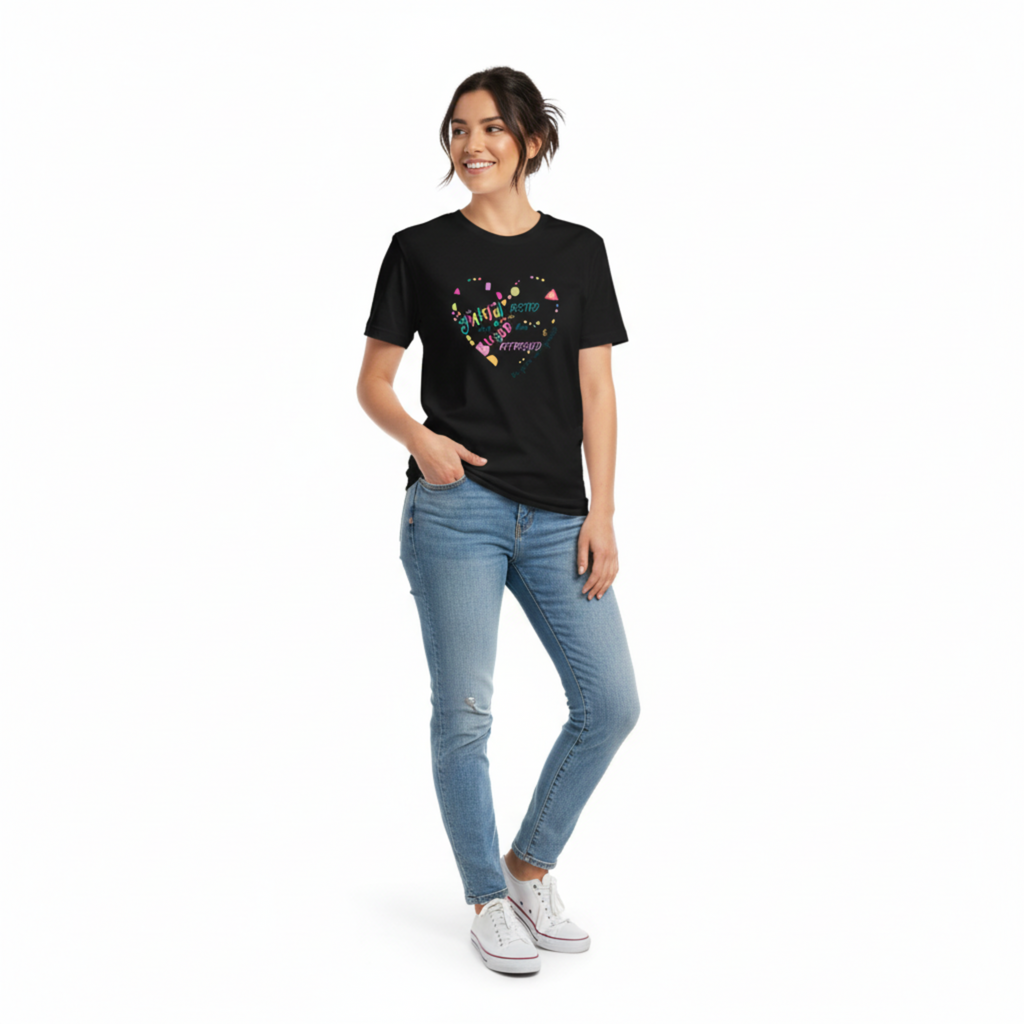 Woman wearing grateful and blessed tee - natural pose