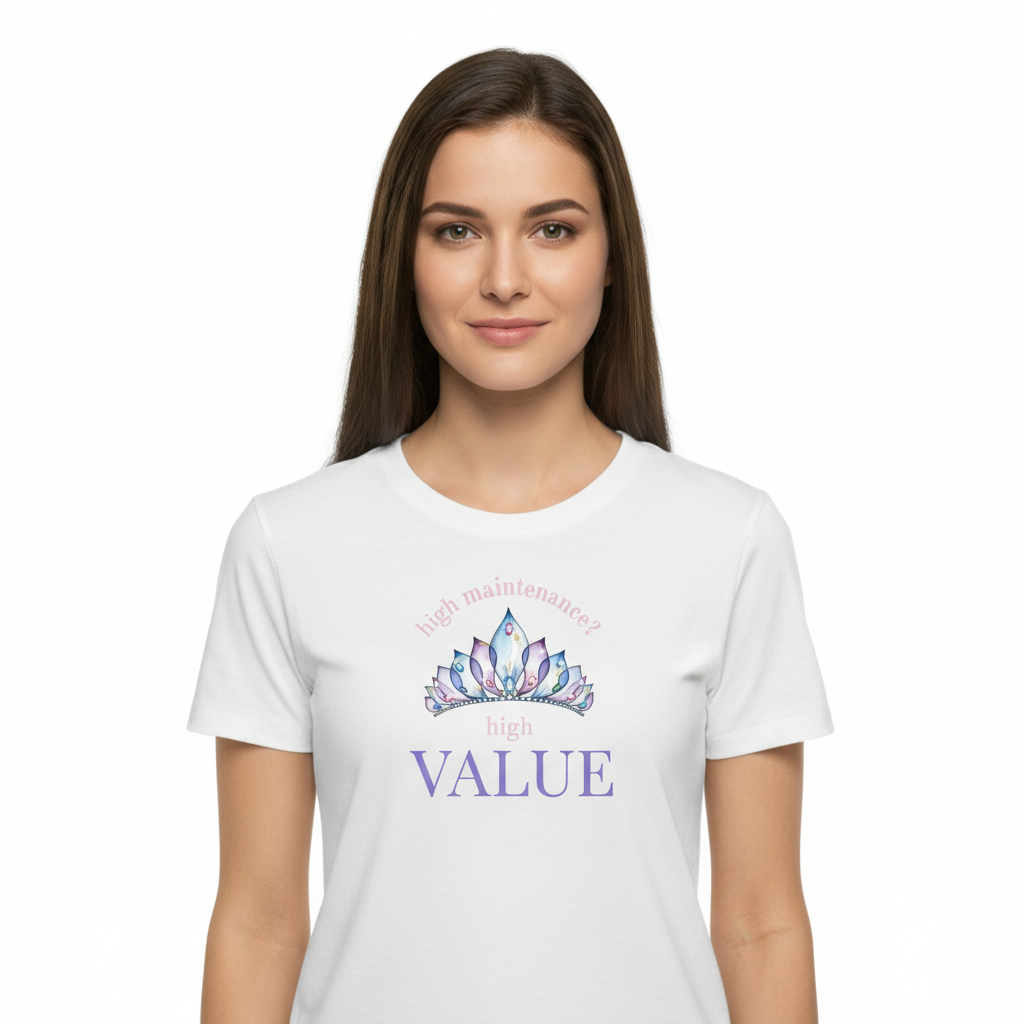 Woman wearing high VALUE design mockup