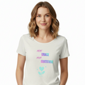 Woman wearing More Grace More Gratitude t-shirt