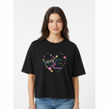 Woman wearing oversized grateful and blessed tee