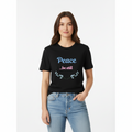 Woman wearing Peace be still t-shirt mockup