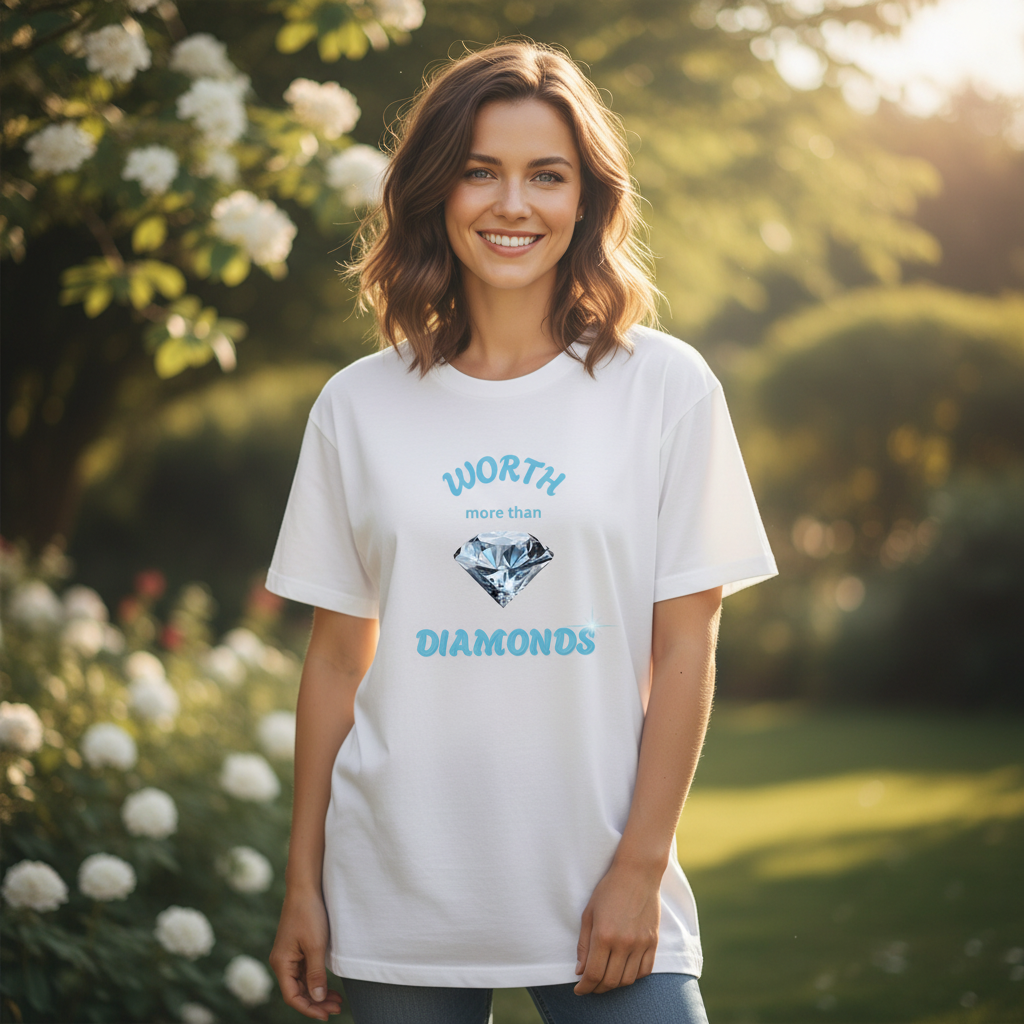 Worth More Than Diamonds White Boyfriend Tee