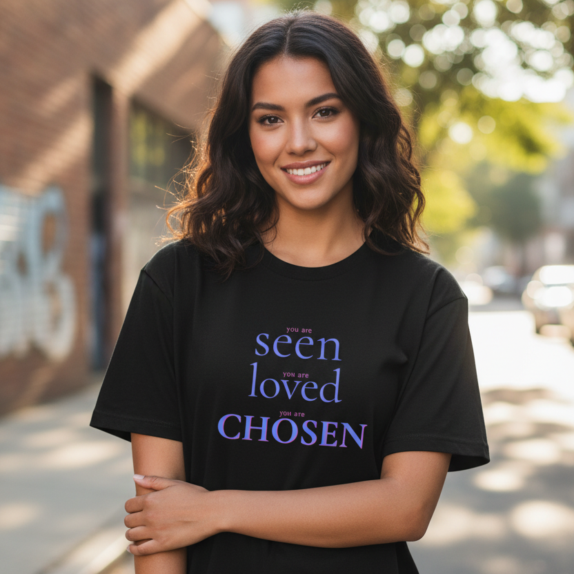 You Are Seen Loved Chosen – Front-Facing Urban Mockup