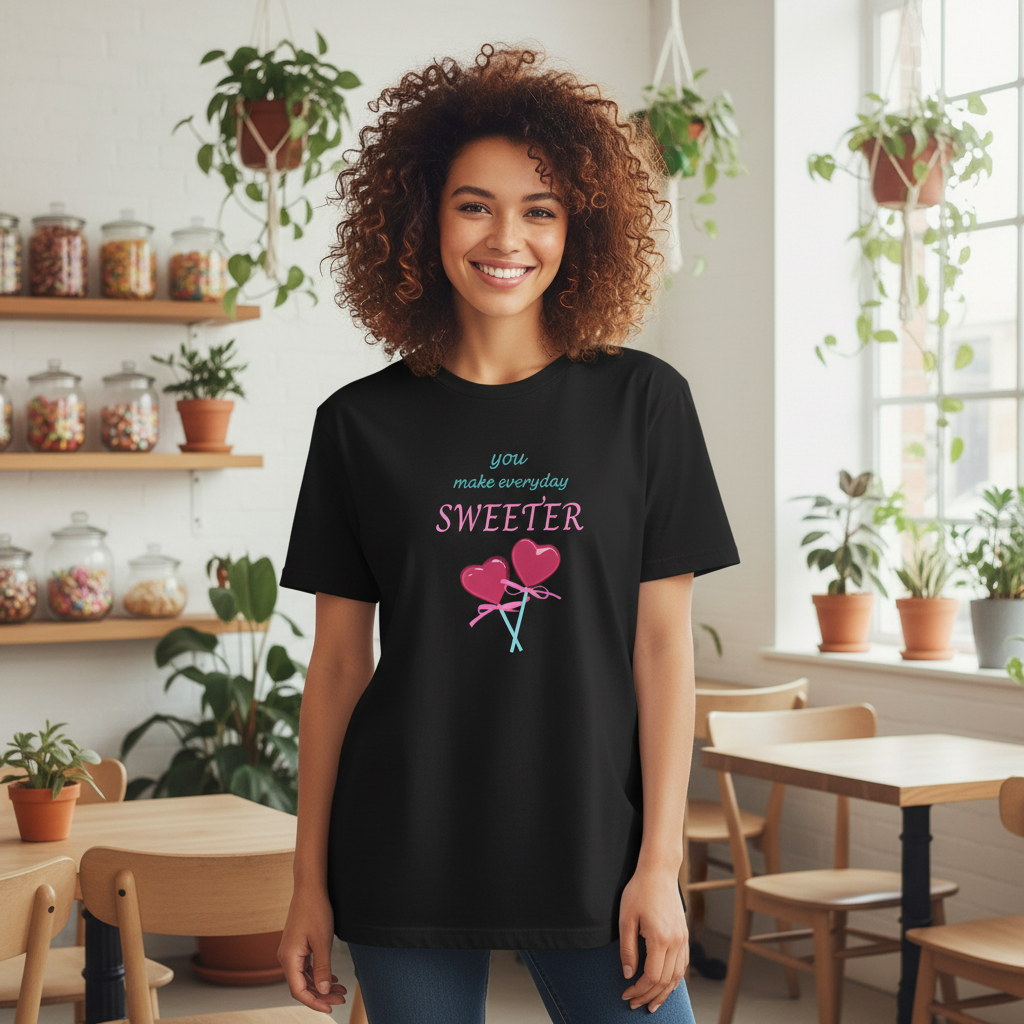You Make Everyday Sweeter Black Tee Cafe Mockup