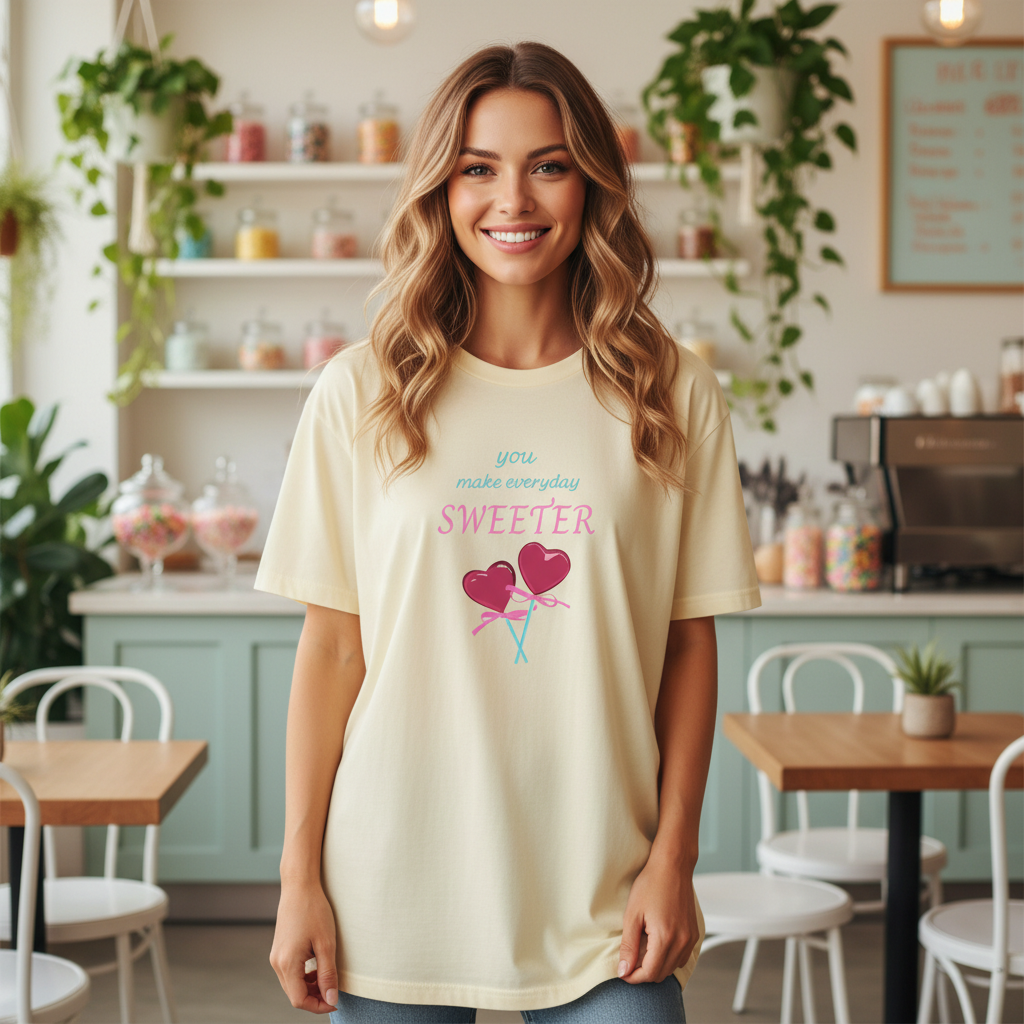 You Make Everyday Sweeter Butter Tee Cafe Mockup